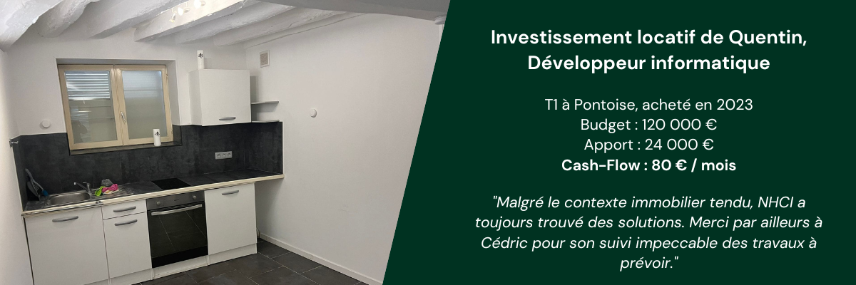 Illustration investissement locatif de Quentin - Cash-flow de 80 € par mois
